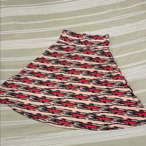 LuLaRoe A-Line Skirt with Vibrant Red and Black Pattern